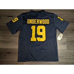 Bryce Underwood #19 Michigan Wolverines Blue Football Jersey Small